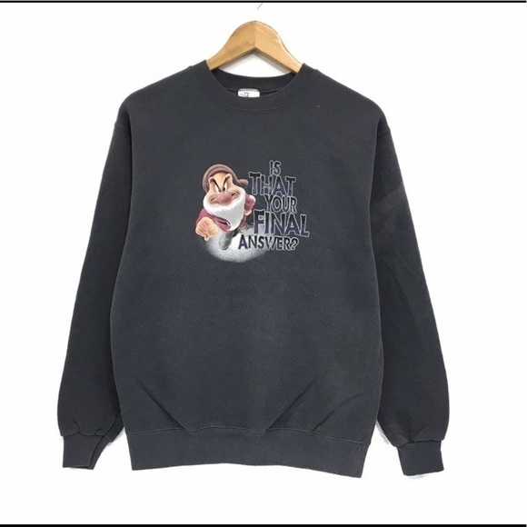 Vintage GRUMPY SNOW WHITE Crewneck Sweatshirt Big Logo Pullover - Picture 1 of 9